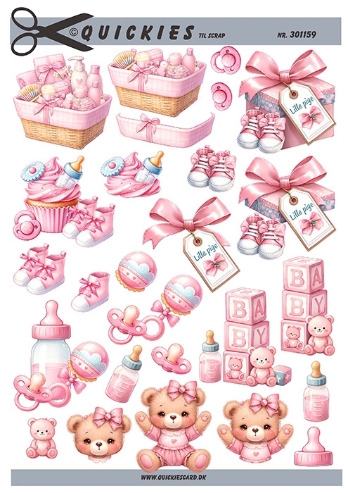 Små motiver til babypiger Quickies til scrap